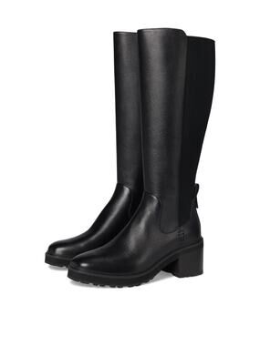 COLE HAAN WOMENS GEMA TALL LUG BOOT EXTENDED CALF, BLACK LEATHER, 8.5 WIDE